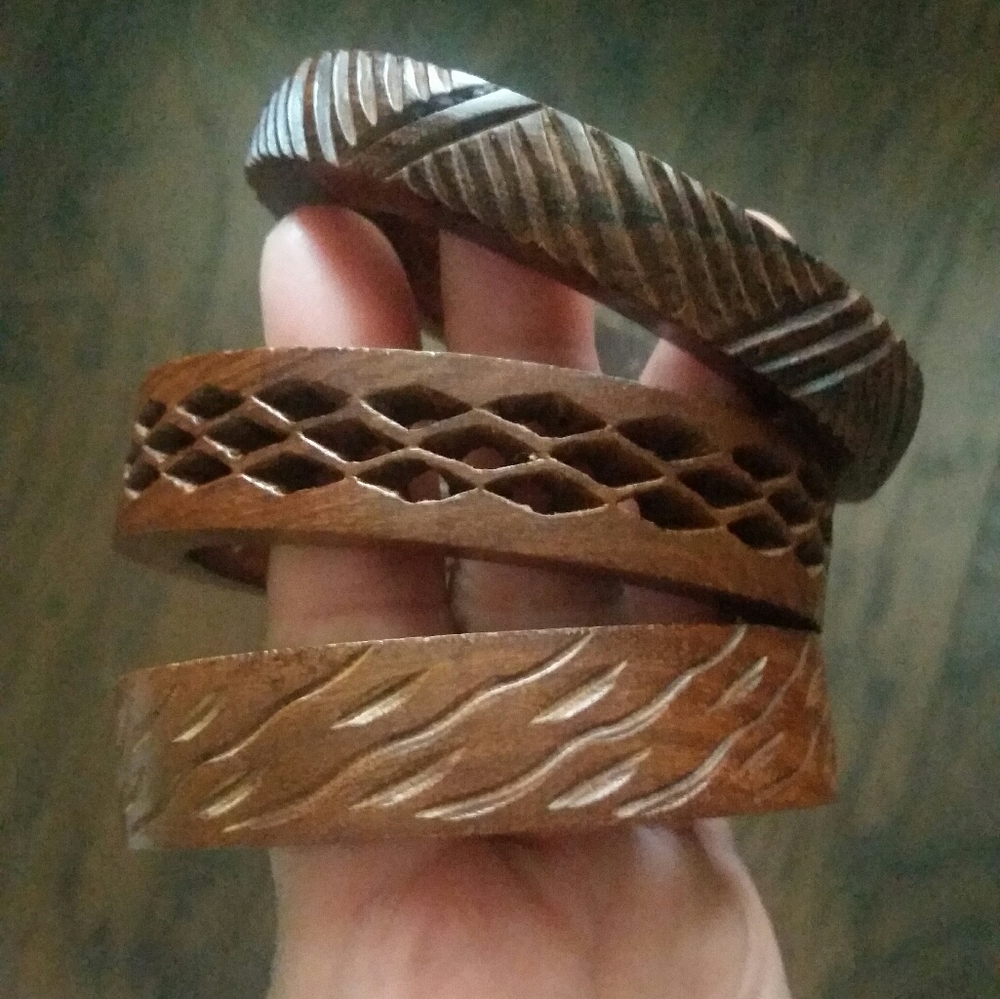 Vintage Wooden bangles, set of 3